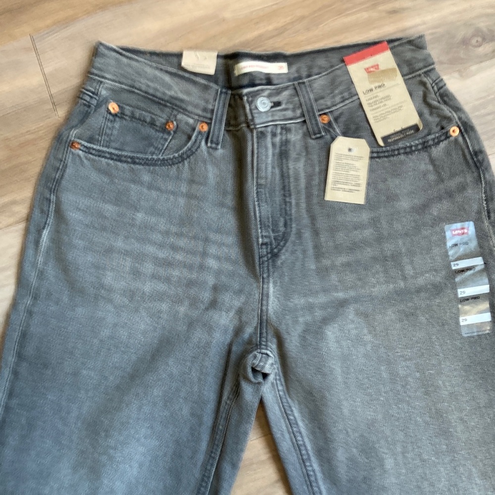 Levi’s low pro gray midrise straight leg jean splatter print cotton retro 29 - Picture 5 of 17